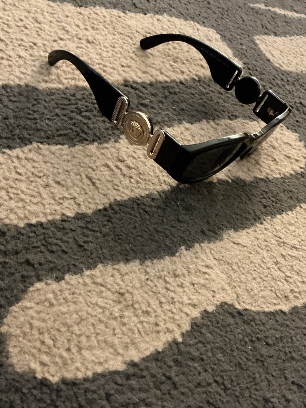 Versace Black Sunglasses with Gold Medallion Temples - Picture 1 of 4